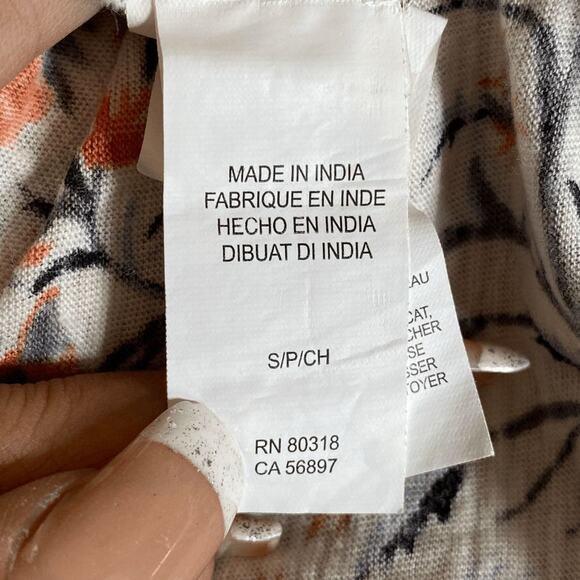 Lucky Brand Women's Orange & Cream Floral Print V-Neck Sleeveless Blouse Size S - Picture 13 of 14